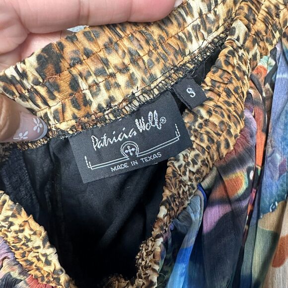 Patricia Wolf Skirt Small Western Broomstick Art to Wear Pleated Cheetah Print - Picture 8 of 12